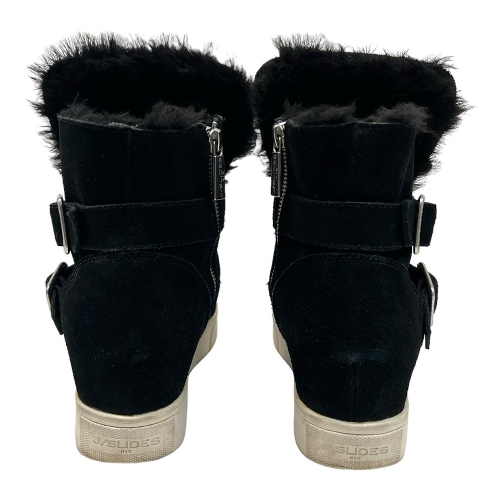 J Slides Wells Black Suede Faux Fur Lined Waterproof Cold Weather Boots Womens 8 - Picture 6 of 13